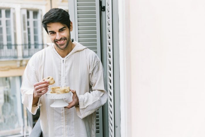 Muslim man welcoming someone using morning Arabic greetings