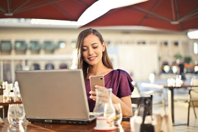 Woman sending an email